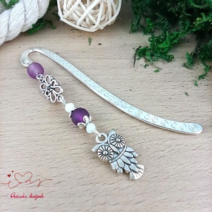 Bagoly könyvjelző lila gyöngyökkel � kézműves ajándék olvasóknak és tanároknak - könyv & zene - könyvjelző - Meska.hu