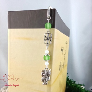 Bagoly könyvjelző zöld gyöngyökkel � kézműves ajándék olvasóknak és tanároknak - könyv & zene - könyvjelző - Meska.hu