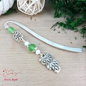 Bagoly könyvjelző zöld gyöngyökkel � kézműves ajándék olvasóknak és tanároknak - könyv & zene - könyvjelző - Meska.hu