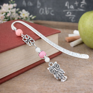 Bagoly könyvjelző rózsaszín gyöngyökkel � kézműves ajándék olvasóknak és tanároknak, Könyv & Zene, Könyvjelző, Ékszerkészítés, Gyöngyfűzés, gyöngyhímzés, MESKA