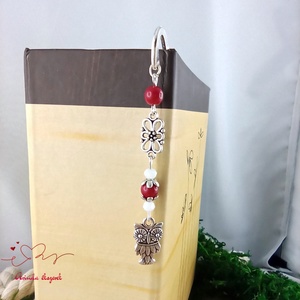 Bagoly könyvjelző piros gyöngyökkel � kézműves ajándék olvasóknak és tanároknak - könyv & zene - könyvjelző - Meska.hu