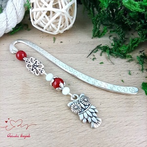 Bagoly könyvjelző piros gyöngyökkel � kézműves ajándék olvasóknak és tanároknak - könyv & zene - könyvjelző - Meska.hu