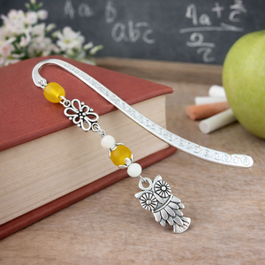 Bagoly könyvjelző sárga gyöngyökkel � kézműves ajándék olvasóknak és tanároknak, Könyv & Zene, Könyvjelző, Ékszerkészítés, Gyöngyfűzés, gyöngyhímzés, MESKA