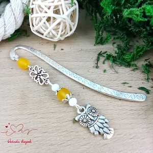 Bagoly könyvjelző sárga gyöngyökkel � kézműves ajándék olvasóknak és tanároknak - könyv & zene - könyvjelző - Meska.hu