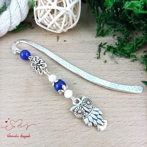 Bagoly könyvjelző sötétkék gyöngyökkel � kézműves ajándék olvasóknak és tanároknak - könyv & zene - könyvjelző - Meska.hu