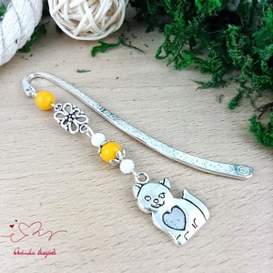 Cicás könyvjelző sárga gyöngyökkel � kézzel készült ajándék állatbarátoknak, macskakedvelőknek névnapra, születésnapra - könyv & zene - könyvjelző - Meska.hu