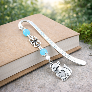 Cicás könyvjelző kék gyöngyökkel � kézzel készült ajándék állatbarátoknak, macskakedvelőknek névnapra, születésnapra - Meska.hu