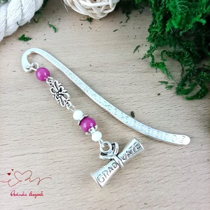 Diplomás könyvjelző pink gyöngyökkel � ballagási és avatási ajándék diplomázóknak - könyv & zene - könyvjelző - Meska.hu