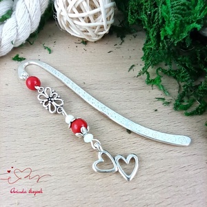 Szív medálos piros könyvjelző � szeretetteljes ajándék, Könyv & Zene, Könyvjelző, Ékszerkészítés, Gyöngyfűzés, gyöngyhímzés, MESKA