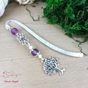 Lila életfás könyvjelző � pedagógusnapi ajándék, Könyv & Zene, Könyvjelző, Ékszerkészítés, Gyöngyfűzés, gyöngyhímzés, MESKA
