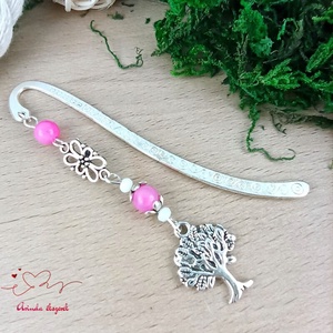 Pink achát életfás könyvjelző � pedagógusnapi ajándék - könyv & zene - könyvjelző - Meska.hu