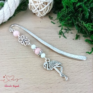 Rózsaszín flamingós könyvjelző � egyedi, kézműves ajándék olvasóknak, Könyv & Zene, Könyvjelző, Ékszerkészítés, Gyöngyfűzés, gyöngyhímzés, MESKA