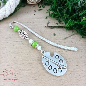 Zöld festőpalettás könyvjelző � pedagógusnapi és évzáró ajándék tanároknak, Könyv & Zene, Könyvjelző, Ékszerkészítés, Gyöngyfűzés, gyöngyhímzés, MESKA