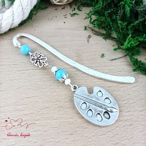 Világoskék festőpalettás könyvjelző � pedagógusnapi és évzáró ajándék tanároknak, Könyv & Zene, Könyvjelző, Ékszerkészítés, Gyöngyfűzés, gyöngyhímzés, MESKA