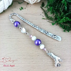 Lila görkorcsolyás könyvjelző � sportos ajándék születésnapra és névnapra, Könyv & Zene, Könyvjelző, Ékszerkészítés, Gyöngyfűzés, gyöngyhímzés, MESKA