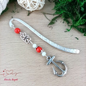 Piros horgonyos könyvjelző � egyedi, kézműves ajándék olvasóknak - könyv & zene - könyvjelző - Meska.hu