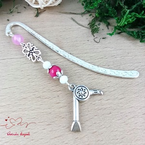 Rózsaszín hajszárítós könyvjelző � egyedi, kézműves ajándék fodrászoknak - könyv & zene - könyvjelző - Meska.hu