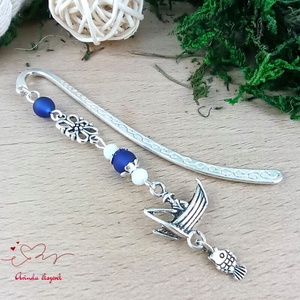 Kék horgászos könyvjelző � egyedi, kézműves ajándék horgászoknak - könyv & zene - könyvjelző - Meska.hu