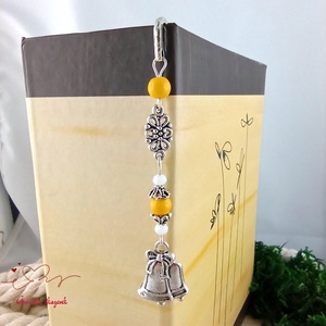 Sárga karácsonyi harangos könyvjelző � ünnepi, kézműves ajándék olvasóknak - könyv & zene - könyvjelző - Meska.hu