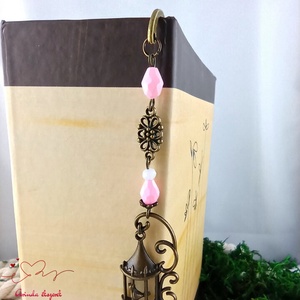 Rózsaszín madárkalitkás könyvjelző � egyedi, kézműves ajándék olvasóknak - könyv & zene - könyvjelző - Meska.hu