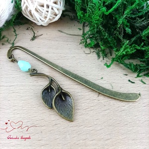 Kála virágos könyvjelző � egyedi, kézműves ajándék olvasóknak türkiz, Könyv & Zene, Könyvjelző, Ékszerkészítés, Gyöngyfűzés, gyöngyhímzés, MESKA