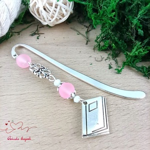 Rózsaszín könyv charmos könyvjelző � pedagógusnapi és évzáró ajándék, Könyv & Zene, Könyvjelző, Ékszerkészítés, Gyöngyfűzés, gyöngyhímzés, MESKA