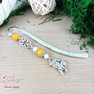 Sárga kutyás könyvjelző � egyedi, kézműves ajándék kutyabarátoknak, Könyv & Zene, Könyvjelző, Ékszerkészítés, Gyöngyfűzés, gyöngyhímzés, MESKA