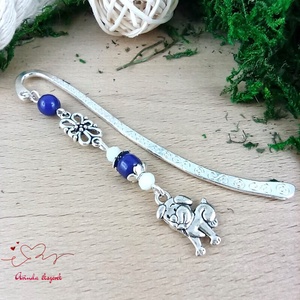 Sötétkék kutyás könyvjelző � egyedi, kézműves ajándék kutyabarátoknak, Könyv & Zene, Könyvjelző, Ékszerkészítés, Gyöngyfűzés, gyöngyhímzés, MESKA