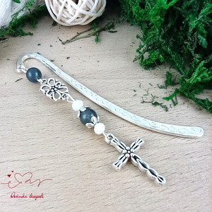 Szürke kereszt könyvjelző � hittan, erkölcstan pedagógusnak � évzáró, pedagógusnapi ajándék, Könyv & Zene, Könyvjelző, Ékszerkészítés, Gyöngyfűzés, gyöngyhímzés, MESKA