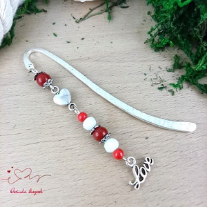 Love könyvjelző piros-fehér színekben � Valentin-napi, romantikus ajándék olvasóknak - Meska.hu