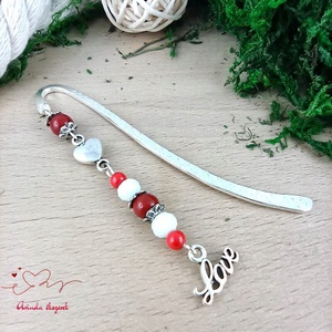 Love könyvjelző piros-fehér színekben � Valentin-napi, romantikus ajándék olvasóknak - könyv & zene - könyvjelző - Meska.hu