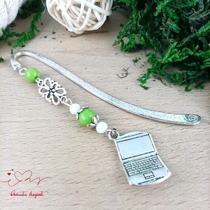 Zöld laptop könyvjelző � kézzel készült ajándék tanárnak, pedagógusnak - könyv & zene - könyvjelző - Meska.hu