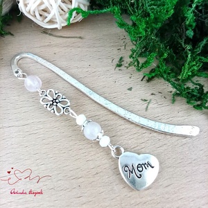 Rózsakvarc Mom szív könyvjelző � Anyák napi ajándék szeretettel - könyv & zene - könyvjelző - Meska.hu