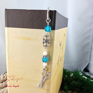 Világoskék ollós könyvjelző � kreatív ajándék kézimunkázóknak és alkotóknak - könyv & zene - könyvjelző - Meska.hu