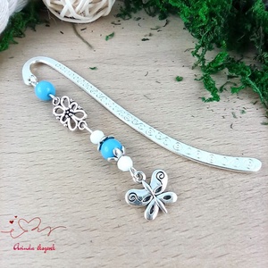 Kék pillangós könyvjelző pedagógusnak � évzáró ajándék, Könyv & Zene, Könyvjelző, Ékszerkészítés, Gyöngyfűzés, gyöngyhímzés, MESKA