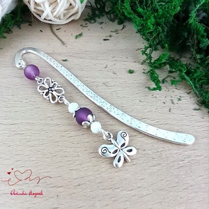 Lila pillangós könyvjelző pedagógusnak � évzáró ajándék, Könyv & Zene, Könyvjelző, Ékszerkészítés, Gyöngyfűzés, gyöngyhímzés, MESKA