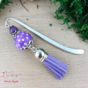 Lila vidám pöttyös bojtos könyvjelző � kedves ajándék pedagógusnak  - könyv & zene - könyvjelző - Meska.hu