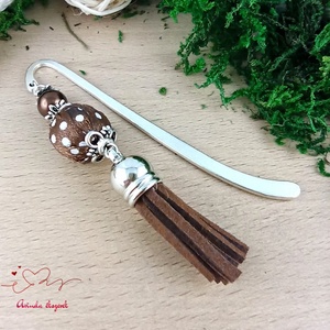 Barna vidám pöttyös bojtos könyvjelző � kedves ajándék pedagógusnak  - könyv & zene - könyvjelző - Meska.hu