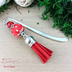 Piros vidám pöttyös bojtos könyvjelző � kedves ajándék pedagógusnak  - könyv & zene - könyvjelző - Meska.hu