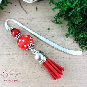 Piros vidám pöttyös bojtos könyvjelző � kedves ajándék pedagógusnak  - Meska.hu