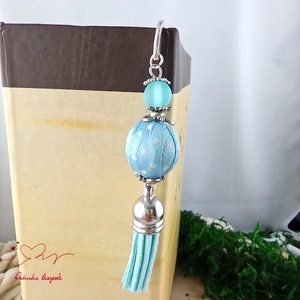 Világoskék vidám pöttyös bojtos könyvjelző � kedves ajándék pedagógusnak  - könyv & zene - könyvjelző - Meska.hu