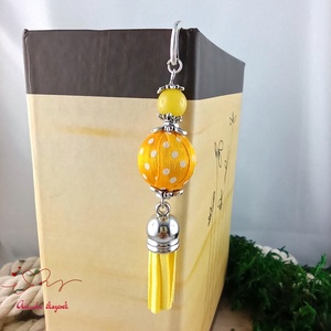 Sárga vidám pöttyös bojtos könyvjelző � kedves ajándék pedagógusnak  - könyv & zene - könyvjelző - Meska.hu