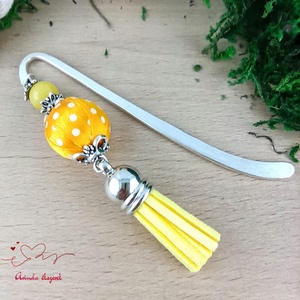 Sárga vidám pöttyös bojtos könyvjelző � kedves ajándék pedagógusnak  - könyv & zene - könyvjelző - Meska.hu