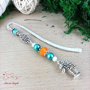 Pálmafás könyvjelző � színes, nyárias hangulatú ajándék, Könyv & Zene, Könyvjelző, Ékszerkészítés, Gyöngyfűzés, gyöngyhímzés, MESKA