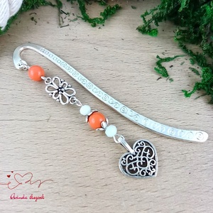 Szív charm könyvjelző pedagógusnapra � narancs gyöngyökkel - könyv & zene - könyvjelző - Meska.hu