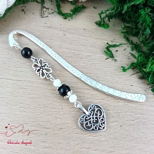 Szív charm könyvjelző pedagógusnapra � fekete gyöngyökkel - könyv & zene - könyvjelző - Meska.hu