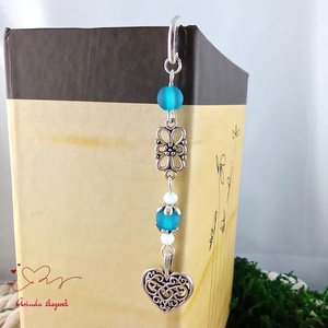 Szív charm könyvjelző pedagógusnapra � világoskék gyöngyökkel - könyv & zene - könyvjelző - Meska.hu