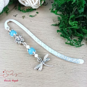 Szitakötő charm könyvjelző óvónéninek évzáróra � világoskék gyöngyökkel - könyv & zene - könyvjelző - Meska.hu