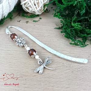 Szitakötő charm könyvjelző óvónéninek évzáróra � barna gyöngyökkel - könyv & zene - könyvjelző - Meska.hu