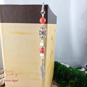 Toll charm könyvjelző � narancs gyöngyökkel, pedagógusnapi ajándék - könyv & zene - könyvjelző - Meska.hu